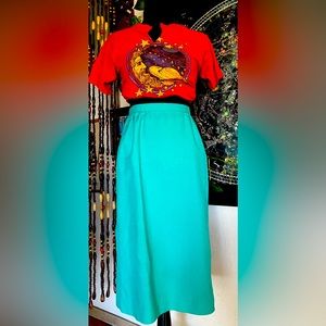 Vintage 60’s Turquoise High Waisted Pencil Skirt! Excellent Shape! Size 6!